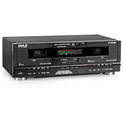 pyle dual cassette deck, stereo audio recorder with noise reduction & rack mount