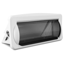 pyle white marine boat radio stereo water resistant cover housing with uv protection, smoke-tinted door mounting gasket