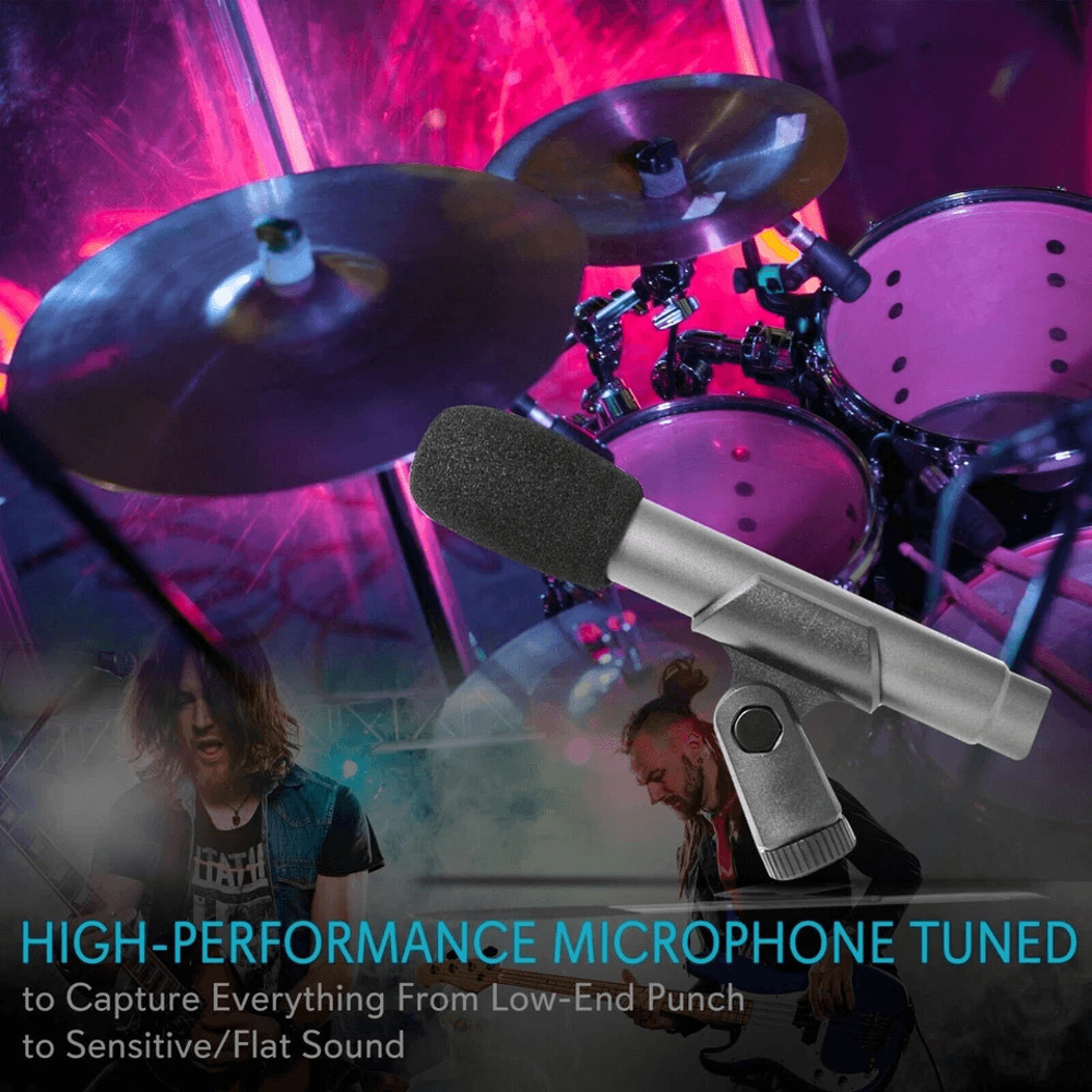 Pyle Pro Microphone Wired Drum Kit With Adjustable StandMount Full Instrument Mic Set For Drums Cym 3