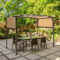 Outdoor Pergola Gazebo With Retractable Metal Canopy Durable Steel Frame Shade For Patio Garden De 3