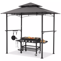 outdoor grill gazebo barbecue canopy tent with shelves hooks grey bbq grill shelter for patio backyard cooking station