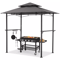Outdoor Grill Gazebo Barbecue Canopy Tent With Shelves Hooks Grey BBQ Grill Shelter For Patio Backy 0
