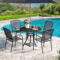 5Piece Metal Outdoor Dining Set Round Table Stackable Chairs Grey Patio Furniture For Garden Deck B 3