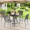 5Piece Metal Outdoor Dining Set Round Table Stackable Chairs Grey Patio Furniture For Garden Deck B 0