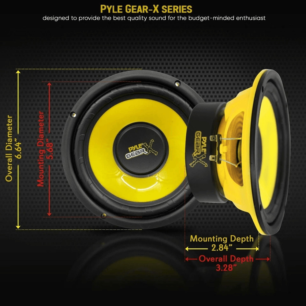 Pyle RMS Component Speaker System Peak Car Audio Speakers With Poly Injected Cone Aluminum Voice C 4