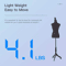 Female Mannequin Torso Dress Form Manikin Body With Adjustable Height Wooden Tripod Base Stand For 5