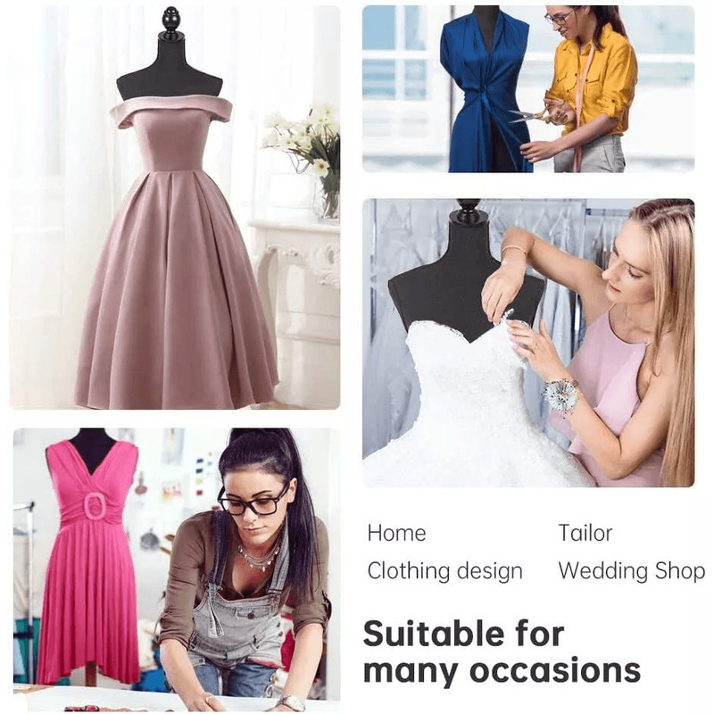 Female Mannequin Torso Dress Form Manikin Body With Adjustable Height Wooden Tripod Base Stand For 3