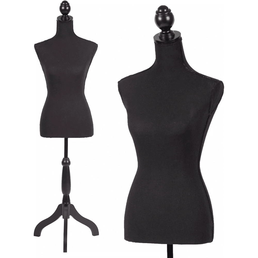 Female Mannequin Torso Dress Form Manikin Body With Adjustable Height Wooden Tripod Base Stand For 0