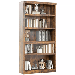 5 tier wood bookshelf, organized storage for home & office