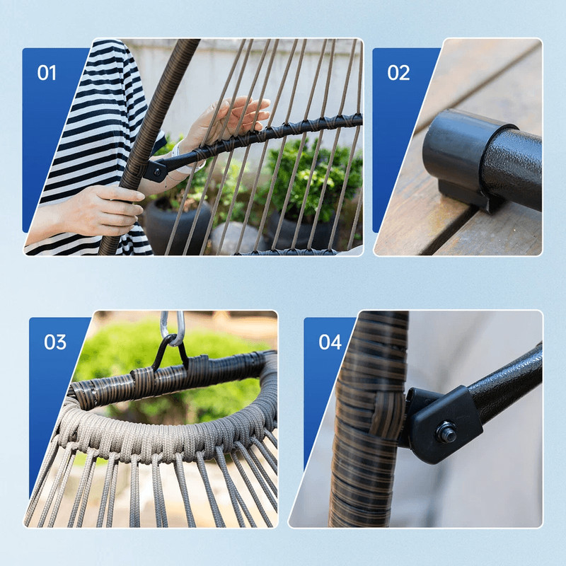 Premium Egg Hammock Basket Chair Hanging Swing Chair With UV Resistant Cushion And Stand Indoor Out 4