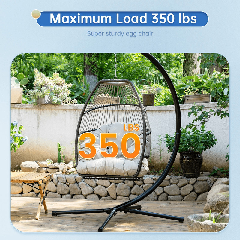 Premium Egg Hammock Basket Chair Hanging Swing Chair With UV Resistant Cushion And Stand Indoor Out 2