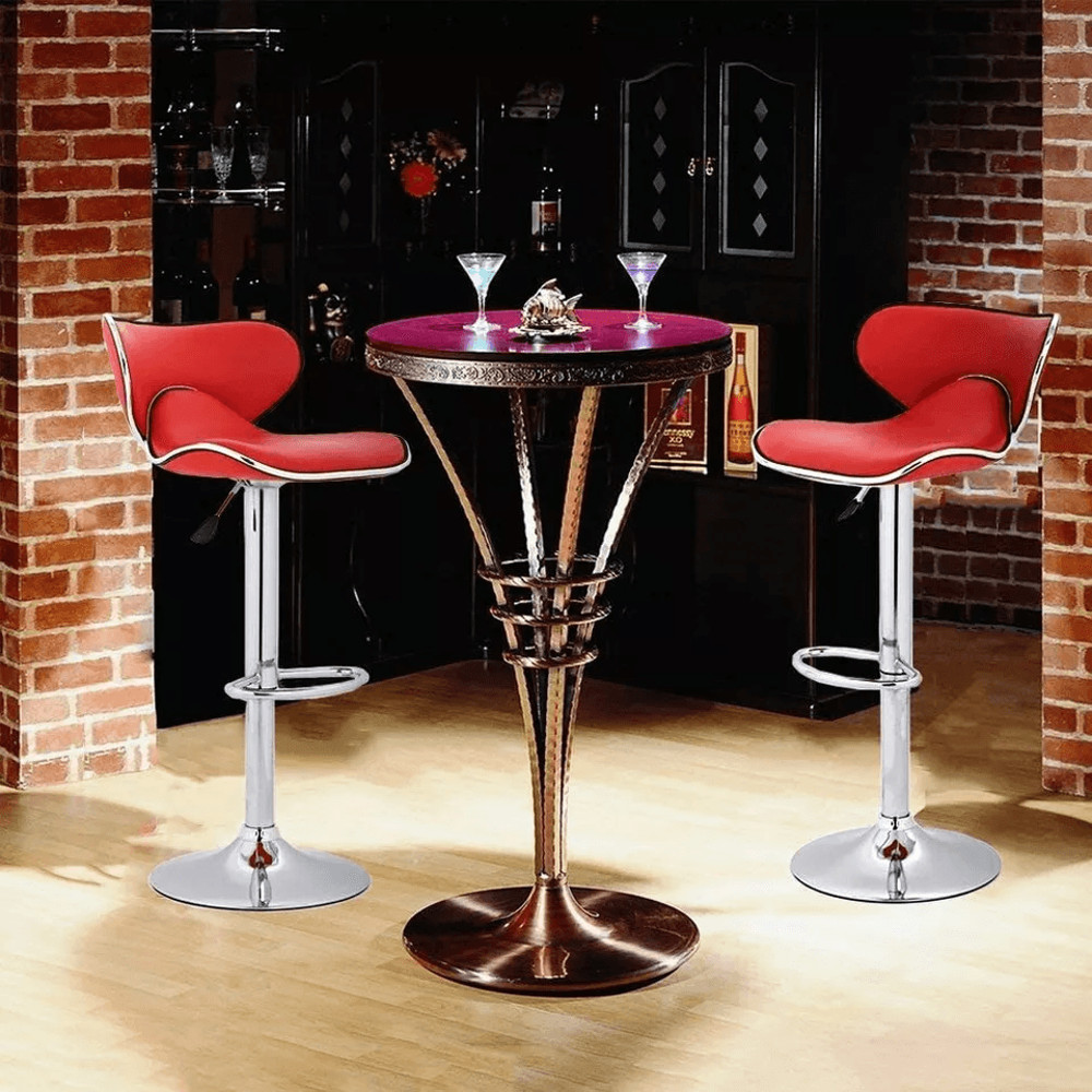 Counter Height Bar Stools Set Of 2 Adjustable Barstools With Backrest Footrest Leather Dinning Chai 2