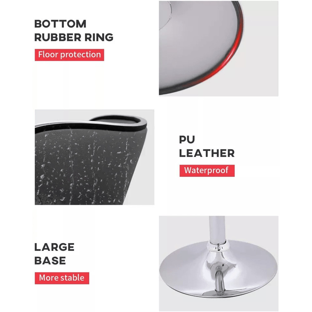 Counter Height Bar Stools Set Of 2 Adjustable Barstools With Backrest Footrest Leather Dinning Chai 8