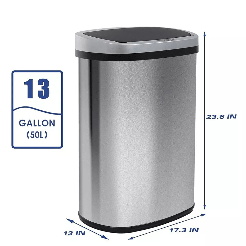 Stainless Steel Kitchen Trash Can Automatic TouchFree Garbage Bin With Lid 4