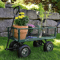 Heavy Duty Outdoor Steel Garden Cart Wagon Utility Yard Buggy With Pneumatic Tires Removable Sides 1