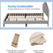 Modern Upholstered Platform Bed Frame With Linen Fabric Headboard Durable Wooden Slats Heavy Duty 3