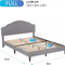 Modern Upholstered Platform Bed Frame With Linen Fabric Headboard Durable Wooden Slats Heavy Duty 4