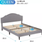 Modern Upholstered Platform Bed Frame With Linen Fabric Headboard Durable Wooden Slats Heavy Duty 11
