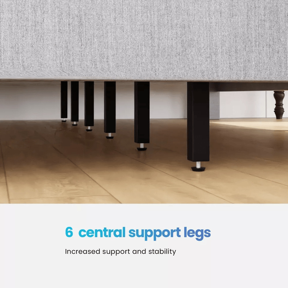 Modern Upholstered Platform Bed Frame With Linen Fabric Headboard Durable Wooden Slats Heavy Duty 7