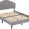Modern Upholstered Platform Bed Frame With Linen Fabric Headboard Durable Wooden Slats Heavy Duty 0