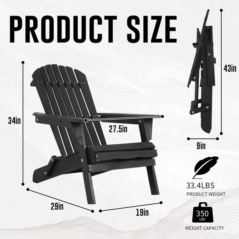 All Weather Folding Adirondack Chair Fire Pit Lounge Seating Easy Assembly 5