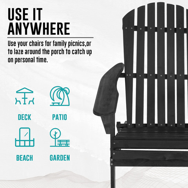 All Weather Folding Adirondack Chair Fire Pit Lounge Seating Easy Assembly 3