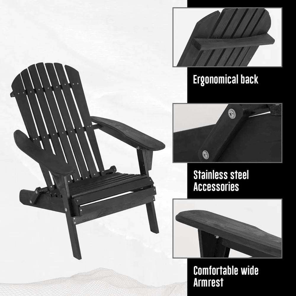 All Weather Folding Adirondack Chair Fire Pit Lounge Seating Easy Assembly 2