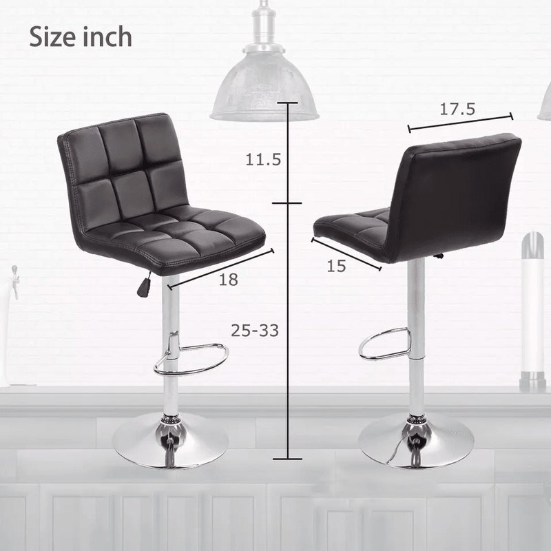 Leather Adjustable Bar Stool Counter Height Chair With Backrest Modern Swivel Kitchen Island Stool