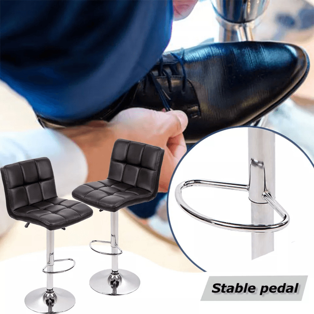 Leather Adjustable Bar Stool Counter Height Chair With Backrest Modern Swivel Kitchen Island Stool