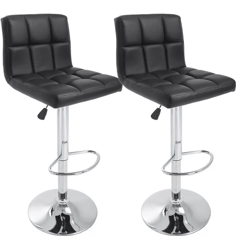 Leather Adjustable Bar Stool Counter Height Chair With Backrest Modern Swivel Kitchen Island Stool
