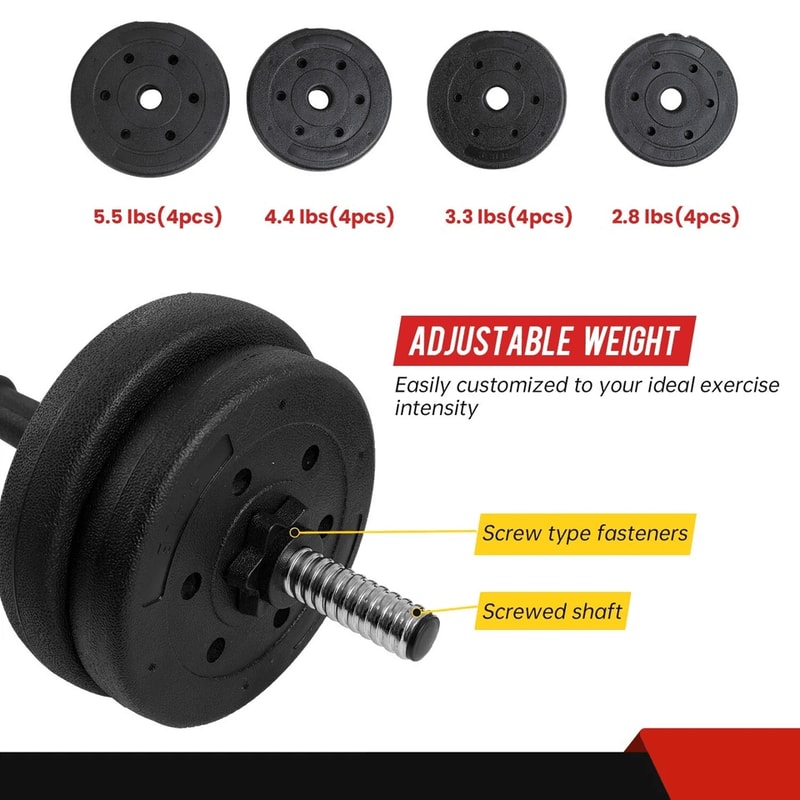 Adjustable Dumbbell Sets 2in1 Free Weights With AntiSlip Metal Handle 66 Lbs Home Gym Strength Tra 5