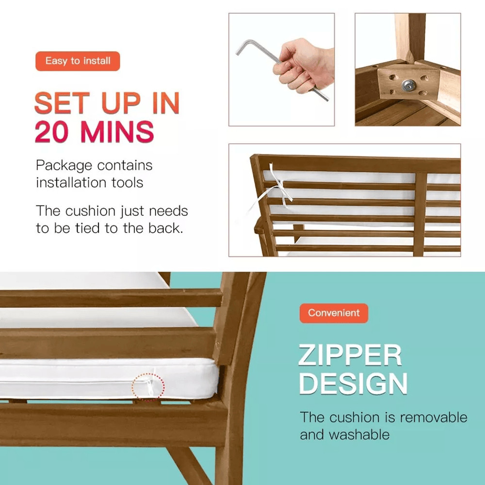 Outdoor Patio Sofa Set Durable Acacia Wood Patio Furniture Outdoor Chat Set With Cushions And Table 5