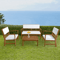 Outdoor Patio Sofa Set Durable Acacia Wood Patio Furniture Outdoor Chat Set With Cushions And Table 1