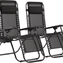 zero gravity chair lounge chair set, foldable lawn chair outdoor recliner deck chairs with adjustable headrest