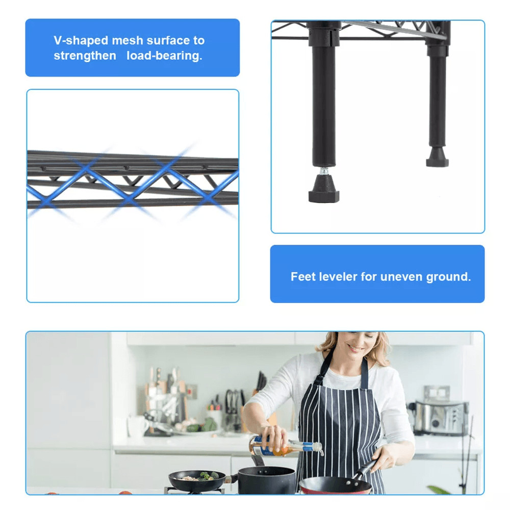 5Wire Shelving Unit Steel Large Metal Shelf Organizer  Heavy Duty Garage Storage Shelves For Kitche 3