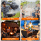 Charcoal Outdoor BBQ Grill With Offset Smoke Portable Camping Grill With Dual Ovens Temperature Mon 4