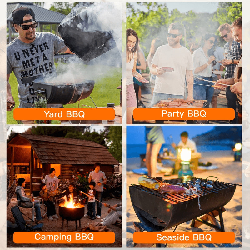 Charcoal Outdoor BBQ Grill With Offset Smoke Portable Camping Grill With Dual Ovens Temperature Mon 4