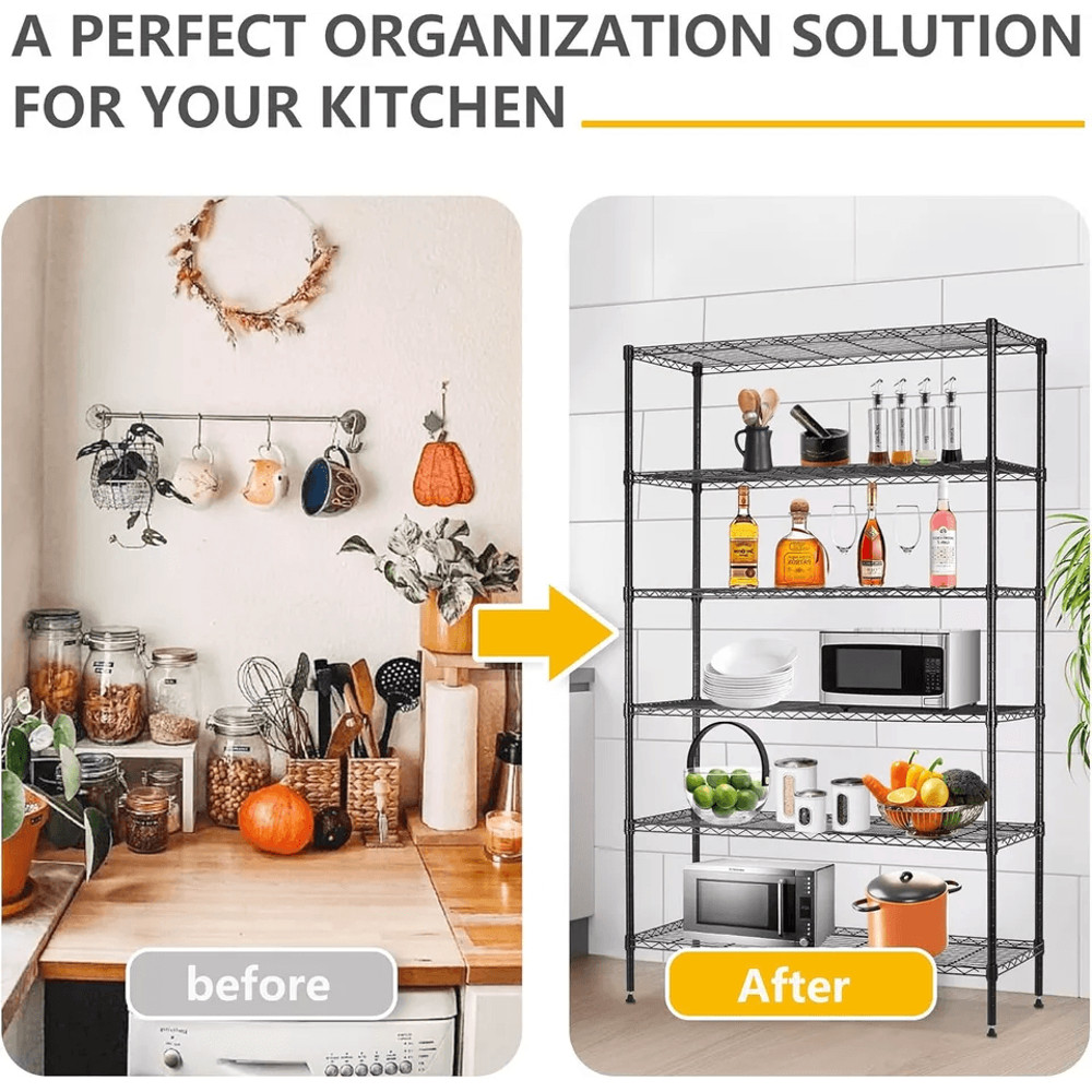 Heavy Duty 6 Shelf Wire Storage Rack Adjustable Metal Shelving Unit For Home Office Garage 2