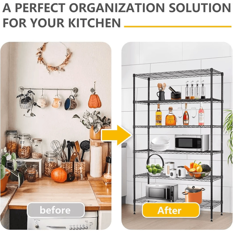 Heavy Duty 6 Shelf Wire Storage Rack Adjustable Metal Shelving Unit For Home Office Garage 2