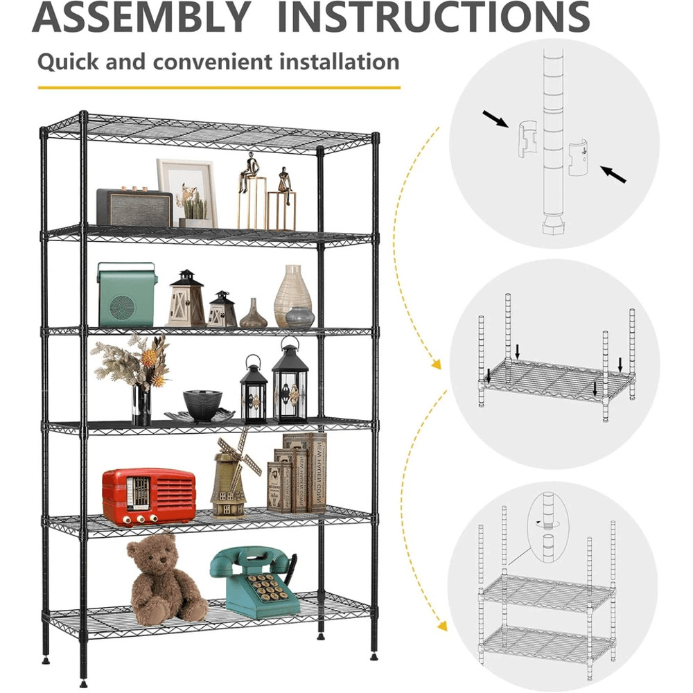 Heavy Duty 6 Shelf Wire Storage Rack Adjustable Metal Shelving Unit For Home Office Garage 1