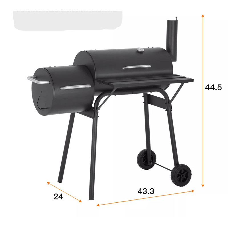 Charcoal Outdoor BBQ Grill With Offset Smoke Portable Camping Grill With Dual Ovens Temperature Mon 8