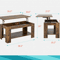 Wooden Lift Top Coffee Table With Storage Shelf Hidden Compartment Functional Modern Coffee Table 7