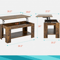 Wooden Lift Top Coffee Table With Storage Shelf Hidden Compartment Functional Modern Coffee Table 7