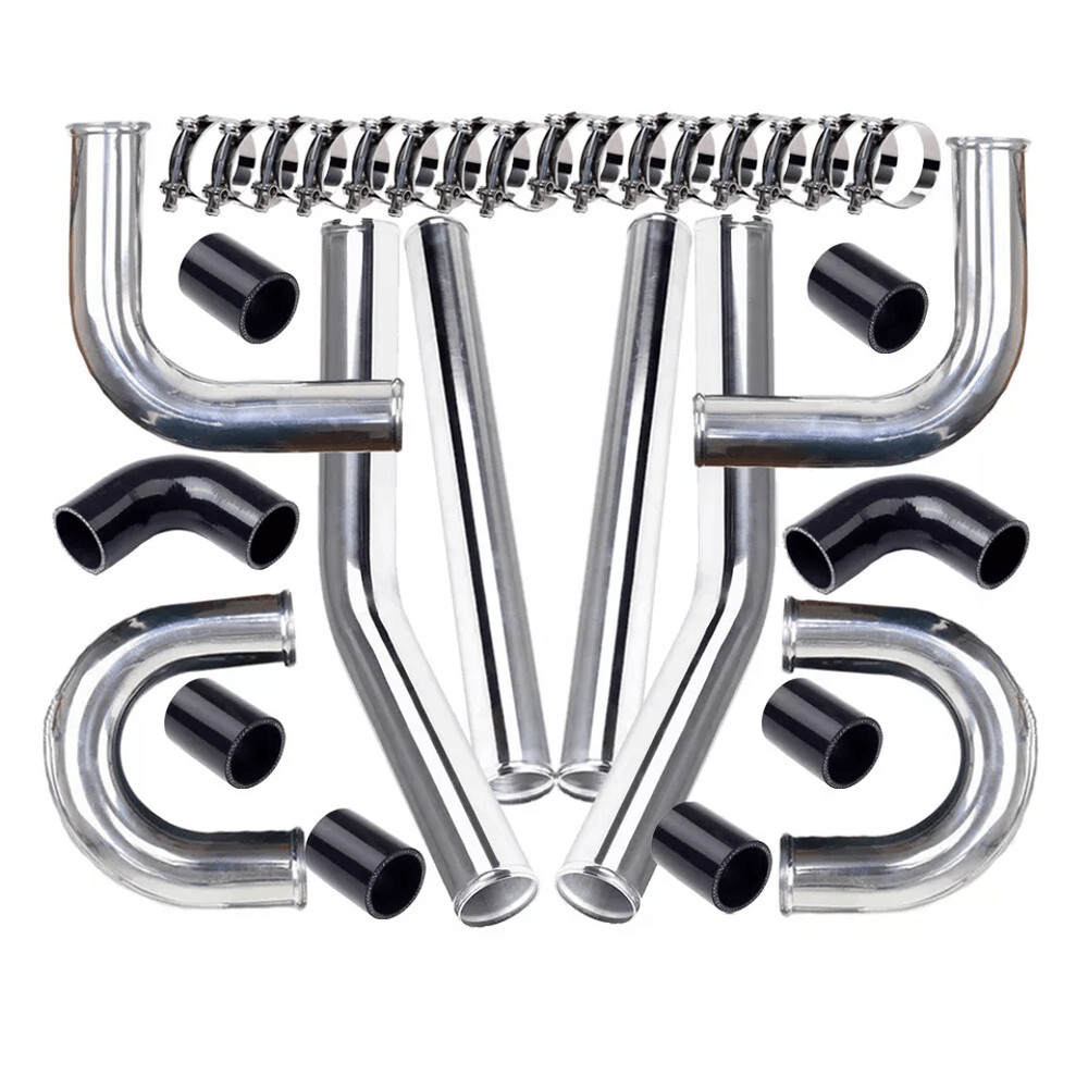 Polished Aluminum Intercooler Pipe Kit With Black Hose Clamp Universal Fit For Turbo Intake Perfo 2