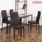 Modern 5 Piece Dining Room Table Set With Faux Leather Chairs Glass Kitchen Table Metal Frame 3