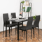 Modern 5 Piece Dining Room Table Set With Faux Leather Chairs Glass Kitchen Table Metal Frame 0
