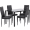 Modern 5 Piece Dining Room Table Set With Faux Leather Chairs Glass Kitchen Table Metal Frame 1