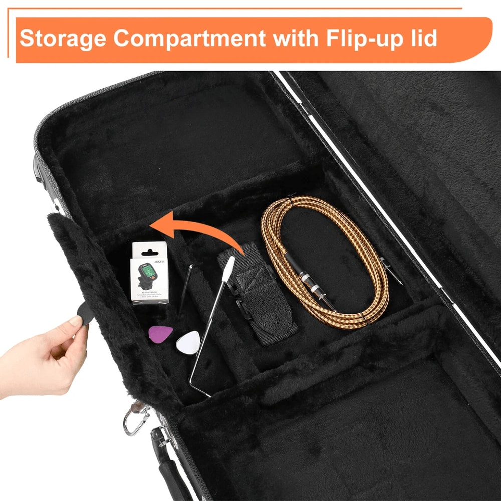 Protable Electric Guitar Square Hard Case Lockable Wood Hardshell Case With Plush Interior For Stan 7