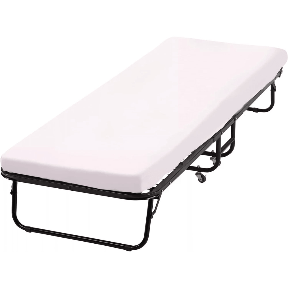 Folding Guest Bed With Wheels Portable Rollaway Extra Bed With Mattress For Adults Office Or Home U 0