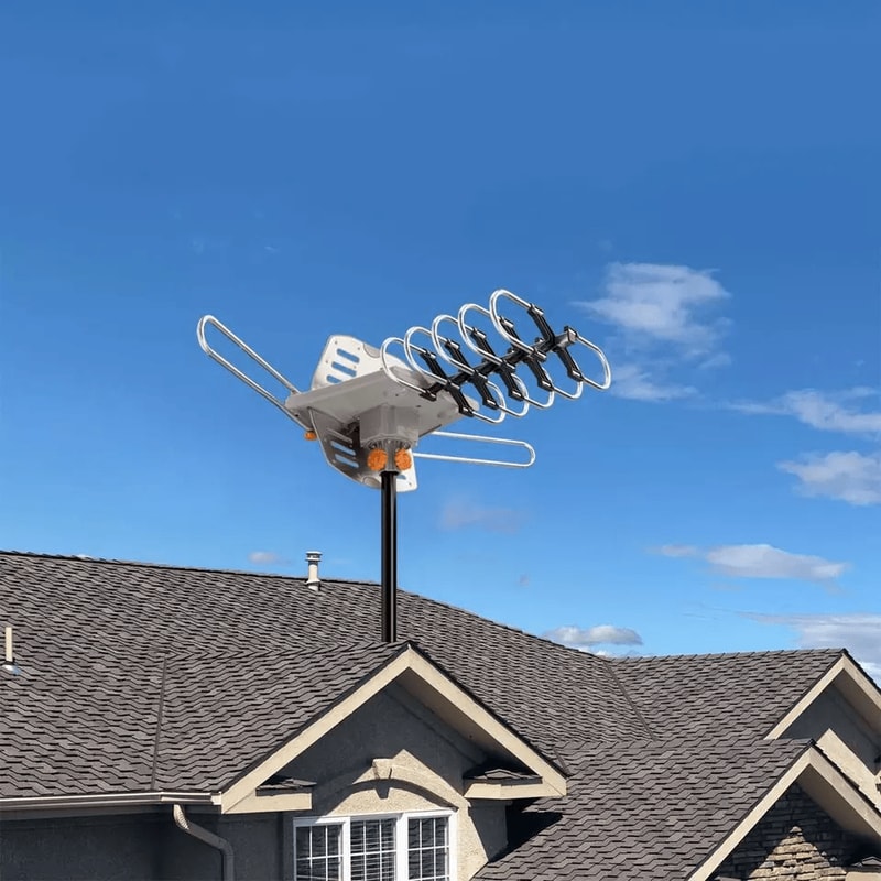 Outdoor HDTV Antenna Amplified TV Aerial UHF VHF FM Receiver With Mount Pole 5